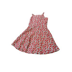 Polo Ralph Lauren Girls Red Floral Linen Cotton Fit Flare Dress Size 12